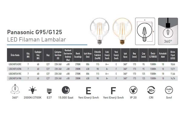 Panasonic E27 Led Filaman G95 Lamba